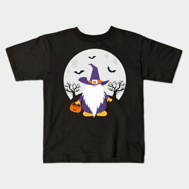 Halloween Gnome Kids T-Shirt by JabsCreative